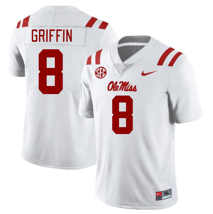Ole Miss Rebels #8 Jam Griffin College Football Jerseyes Stitched Sale-White